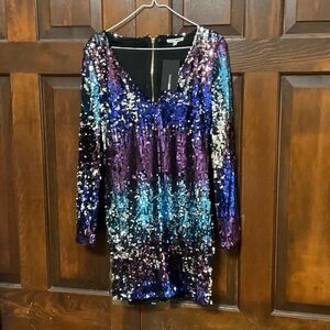 Fashion Nova Purple and Blue Sequin Dress